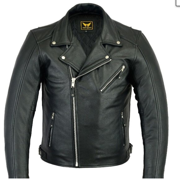 Men's black leather jacket cycling jersey